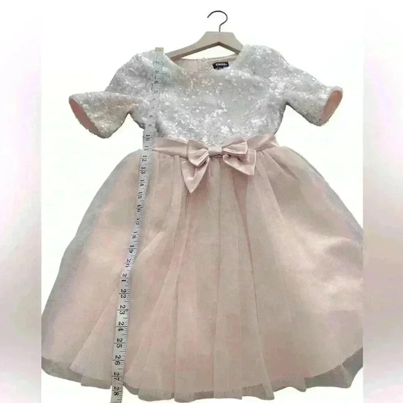 Nordstrom Zunie Girl's Blush Sequin Tulle Butterfly Flare and Fanciful‎ Dress - Picture 7 of 10